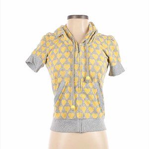 vintage early 2000s Juicy Couture YELLOW HEART velour short sleeve zip up hoodie